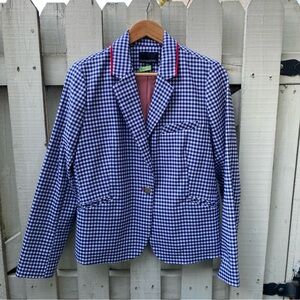 Cynthia Rowley Navy and White Gingham Blazer